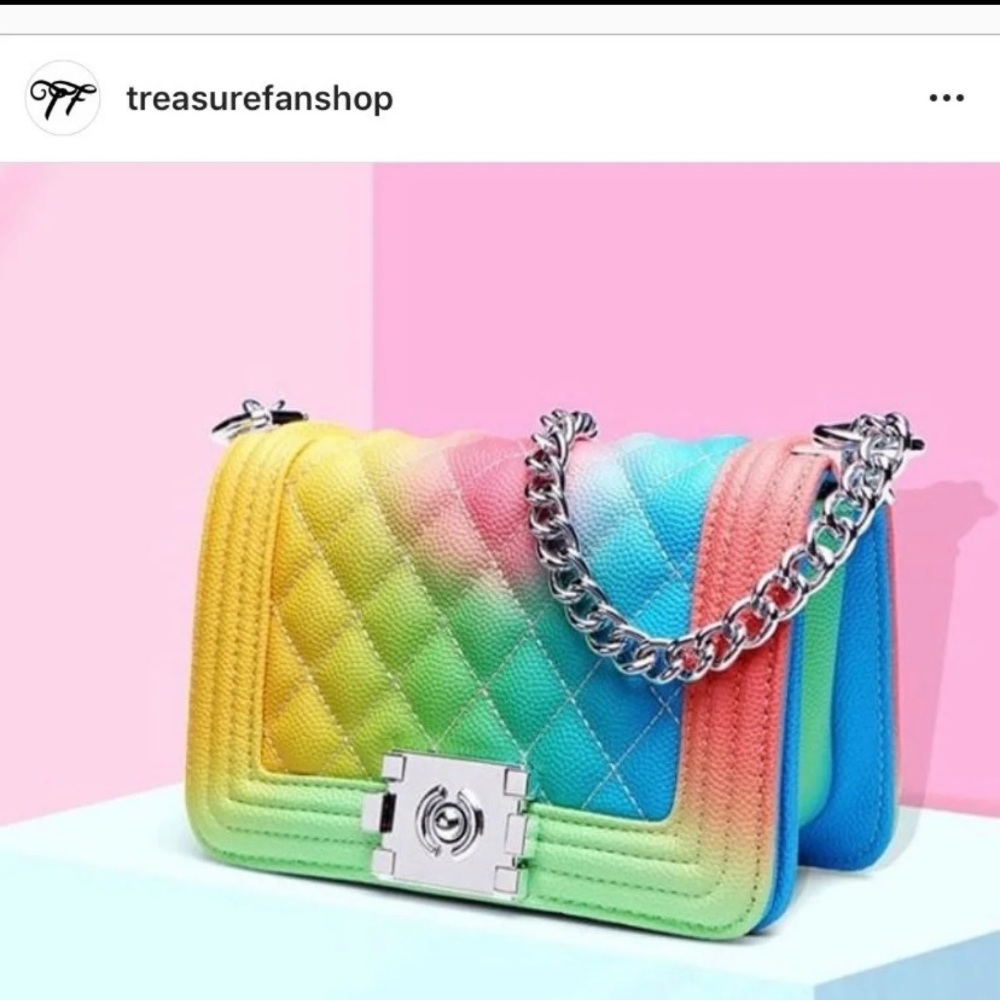 Rainbow Quilted Crossbody Purse